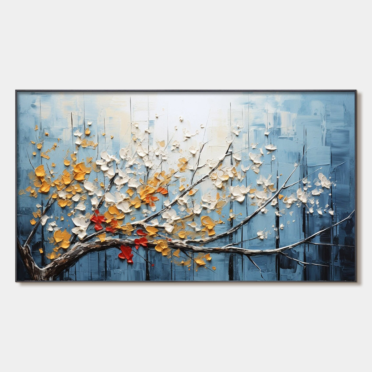 Blossoming Branch: Original Textured Floral Oil Painting - Flower Wall Art