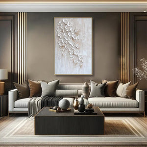 BLOSSOM CASCADE: Textured Wabi Sabi 3D Flower Painting