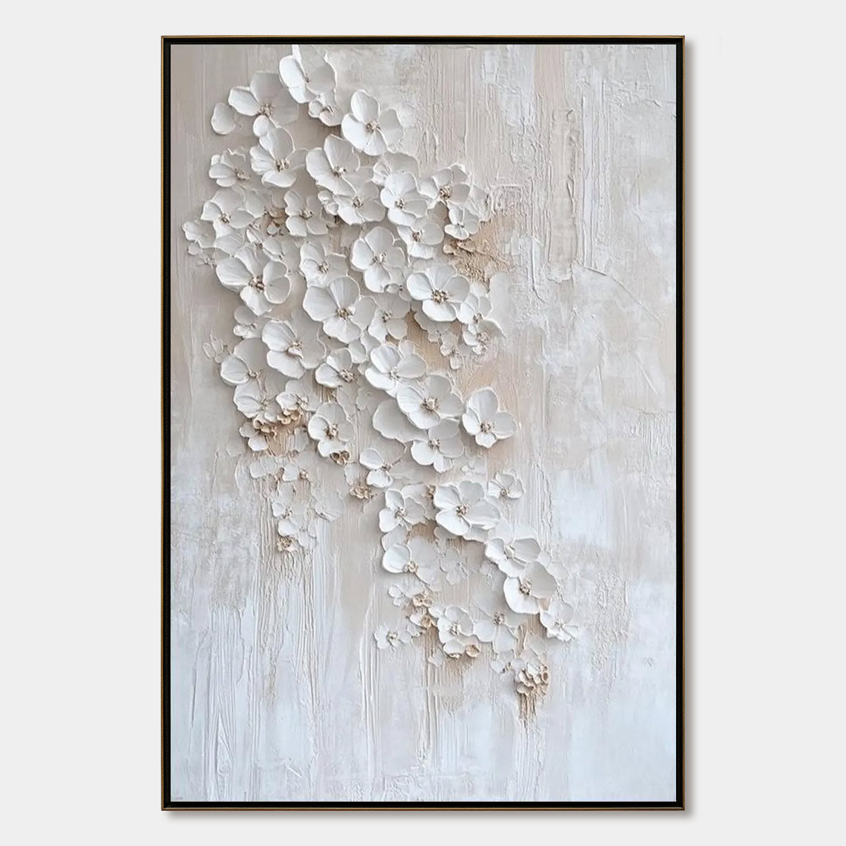 BLOSSOM CASCADE: Textured Wabi Sabi 3D Flower Painting