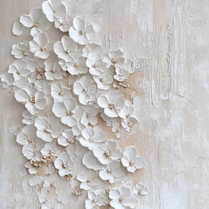 BLOSSOM CASCADE: Textured Wabi Sabi 3D Flower Painting