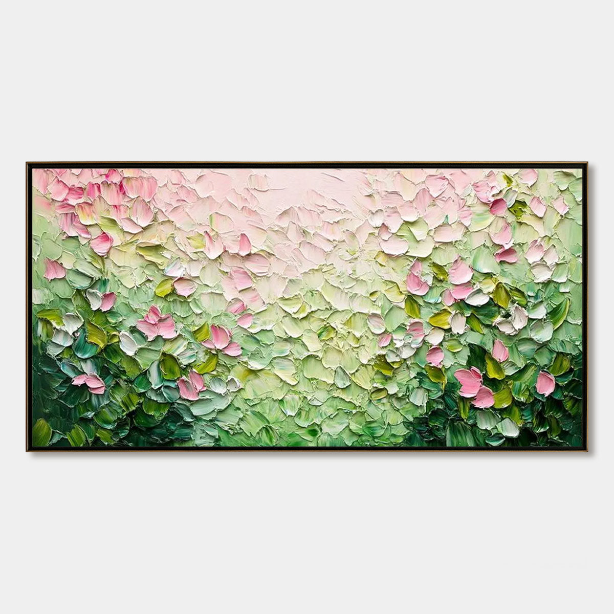 BLOSSOM DRIFT: Palette Knife Floral Impasto Painting, 44''x88''
