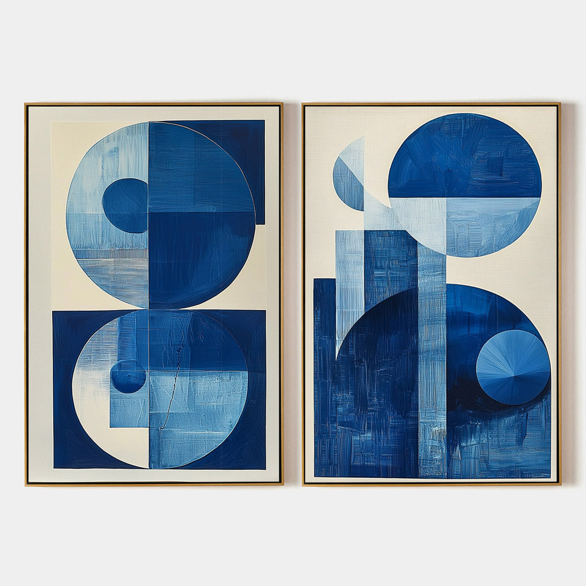 Blue Harmony: Original Minimalist Abstract Acrylic Painting - Blue Geometric Wall Art Decor