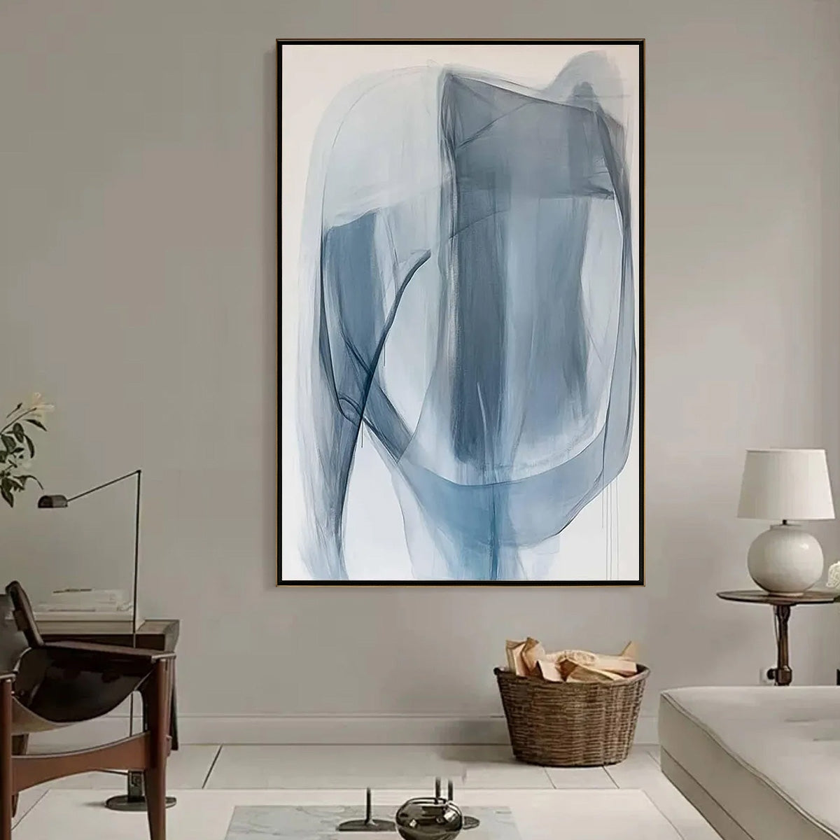 BLUE WHISPERS Abstract Minimalist Oil Painting
