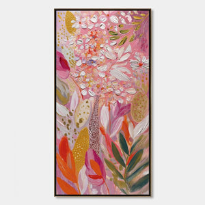 BLUSHING BLOOM Textured Floral Impasto Oil Painting