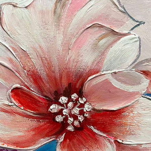 Panoramic Floral Painting in Pink and Blue, Modern Impressionist Wall Art