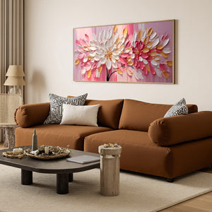 Blushing Blooms: Original Impasto Floral Oil Painting - Textured Pink and White Floral Wall Art