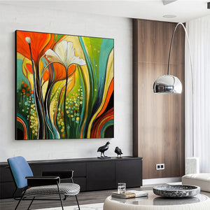 Abstract Floral Oil Painting | Modern Nature-Inspired Wall Art