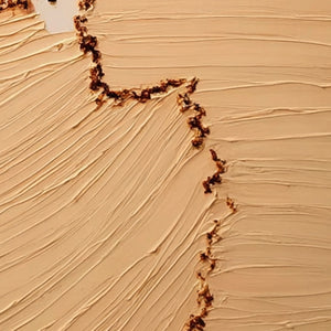 BREACH: Wabi-Sabi impasto abstract painting, serene beige with textured fissure.