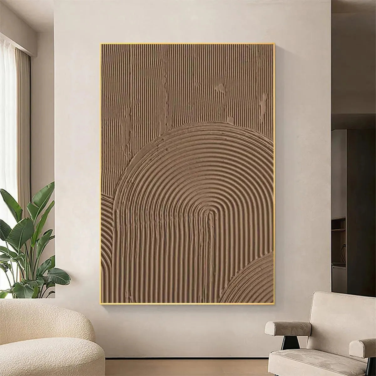 Brown Textured Arch art by Javier Ramirez: textured arches in brown, framed artwork.