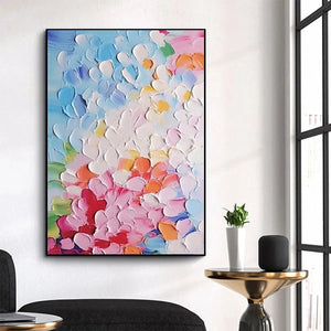 Blooming Bouquet impasto floral painting by Elodie Dubois, vibrant colors, framed, modern art for home decor.