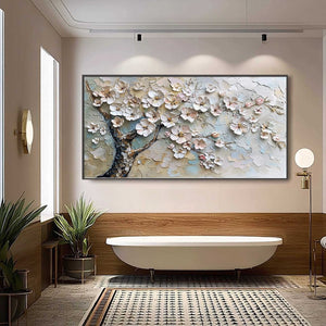 BLOSSOM SERENADE: Textured Impasto Cherry Blossom Painting