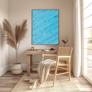 Handmade blue textured impasto abstract wall art, Candy Rain