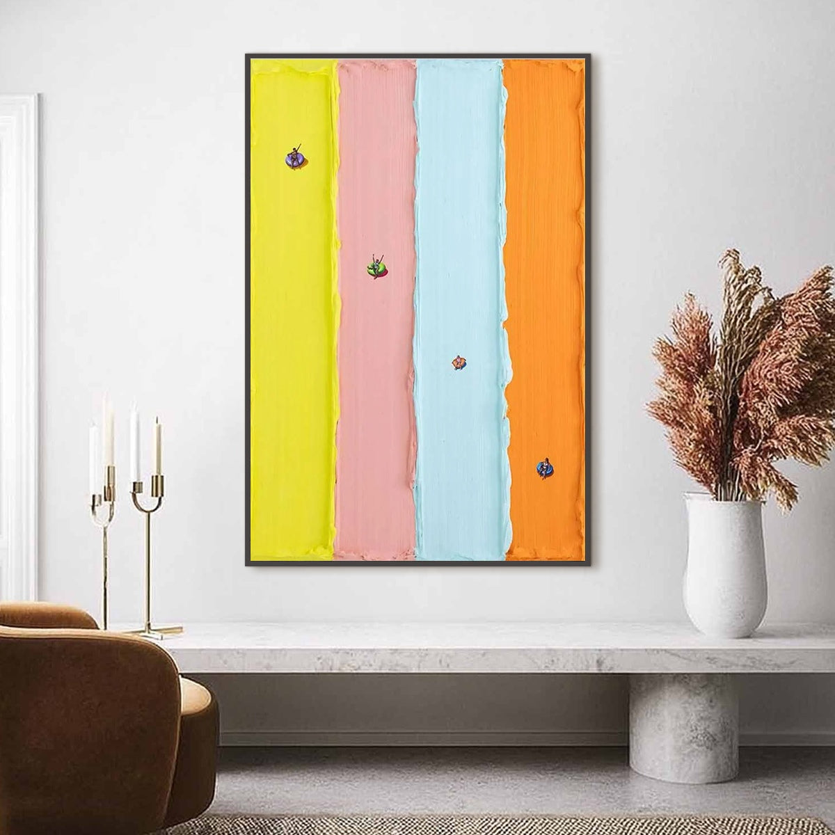 Candy Stripe Serenade minimalist pastel textured abstract oil painting