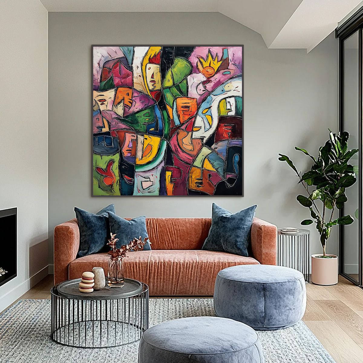 CARNIVAL OF SOULS: Large Colorful Abstract Figurative Wall Art