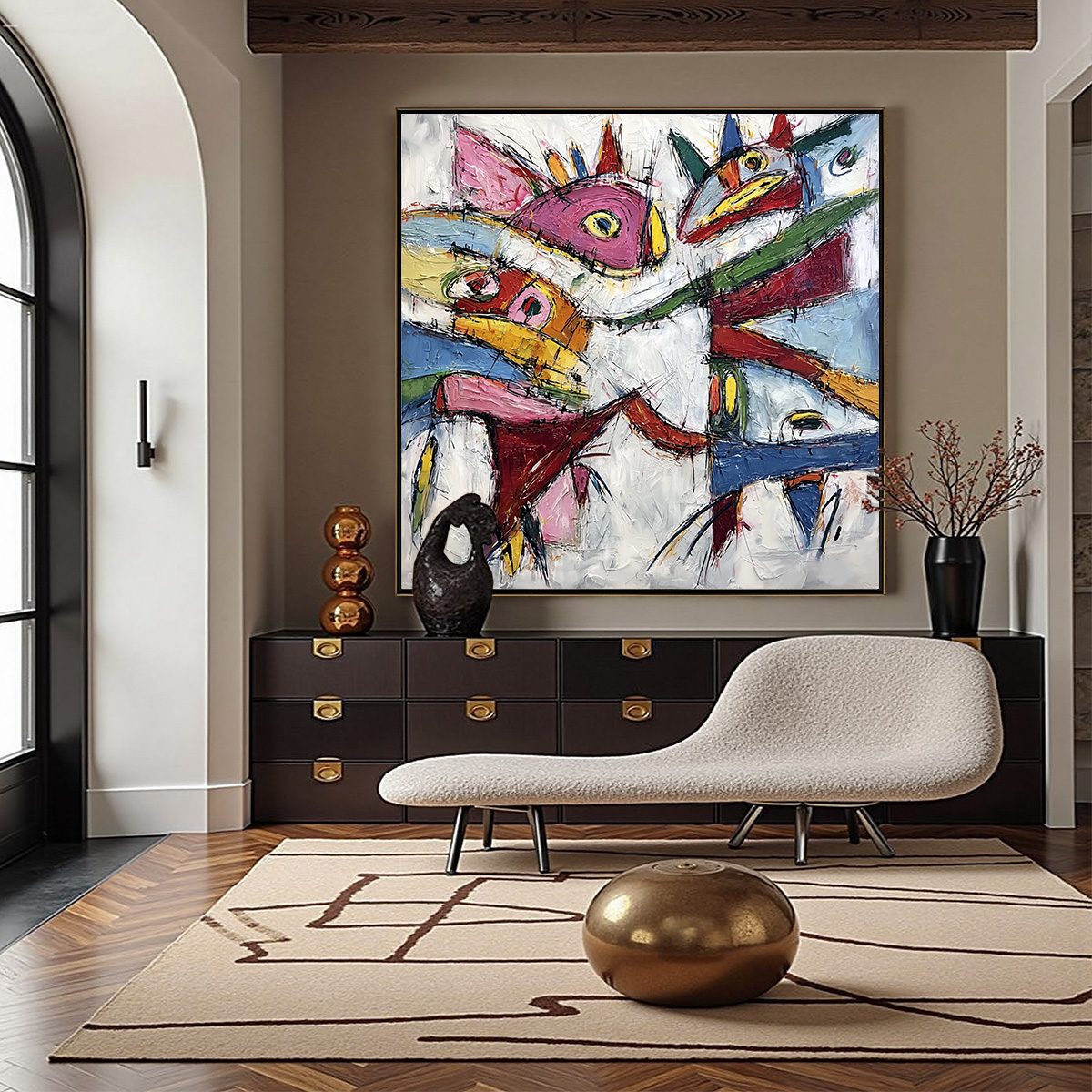 CARNIVAL OF SOULS: Large Colorful Abstract Impasto Wall Art