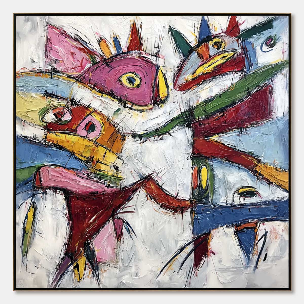 CARNIVAL OF SOULS: Large Colorful Abstract Impasto Wall Art