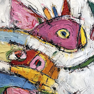 CARNIVAL OF SOULS: Large Colorful Abstract Impasto Wall Art