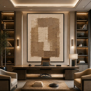 CARVED SAND: Beige Relief Texture Vertical Painting
