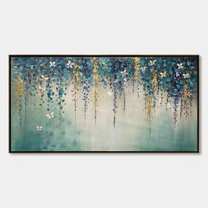 Ready to Ship |CASCADE: Panoramic Floral and Butterfly Oil Painting