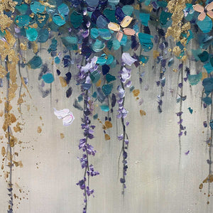 Ready to Ship |CASCADE: Panoramic Floral and Butterfly Oil Painting