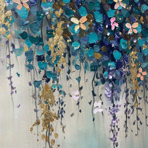 Ready to Ship |CASCADE: Panoramic Floral and Butterfly Oil Painting