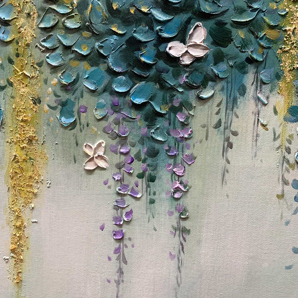 CASCADE: Panoramic Floral and Butterfly Oil Painting