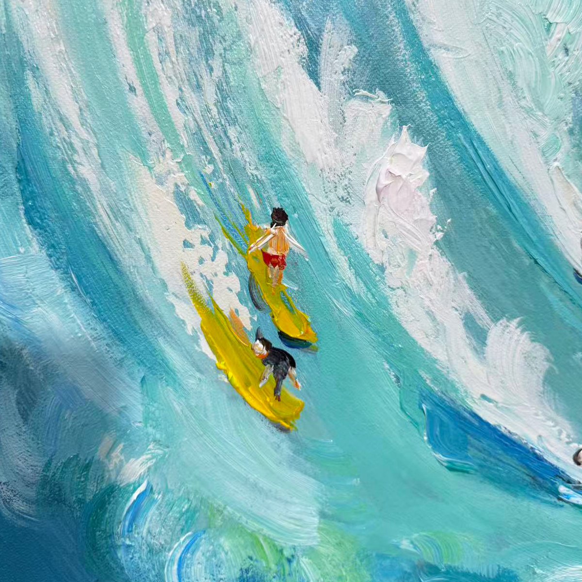 Ready to Ship |Catching the Wave: Vertical Surfer Ocean Painting