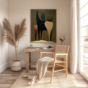 CELESTIAL CARAVAN: Abstract Figurative Painting with Earthy Tones