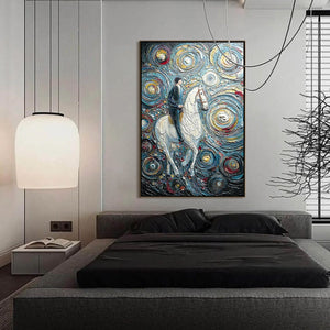 CELESTIAL JOURNEY: Textured Impasto Painting of a Rider