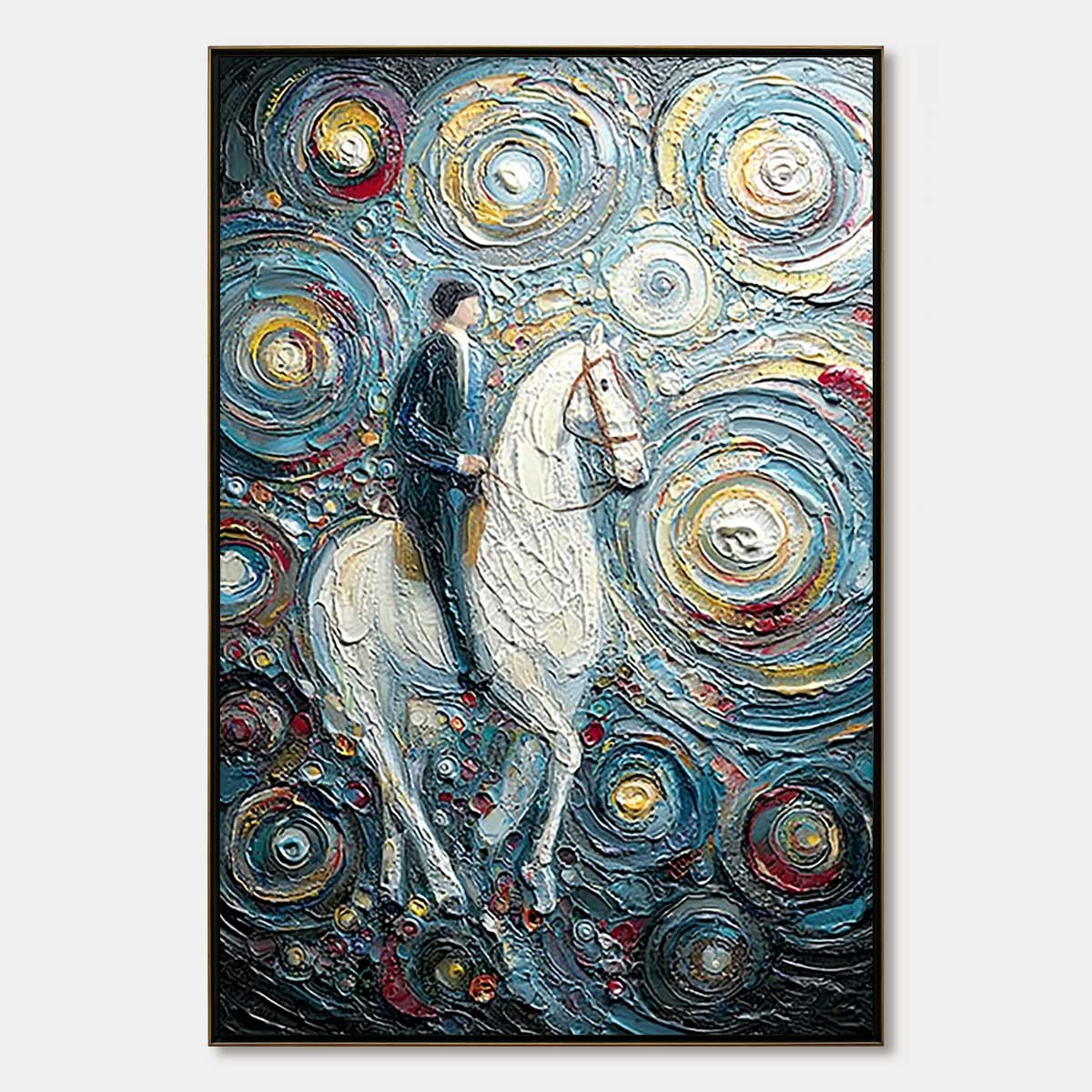 Celestial Journey | Textured Impasto Horse & Rider Oil Painting