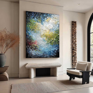 CELESTIAL POND: Heavily Textured Abstract Impasto Oil Painting