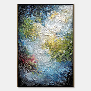 CELESTIAL POND: Heavily Textured Abstract Impasto Oil Painting