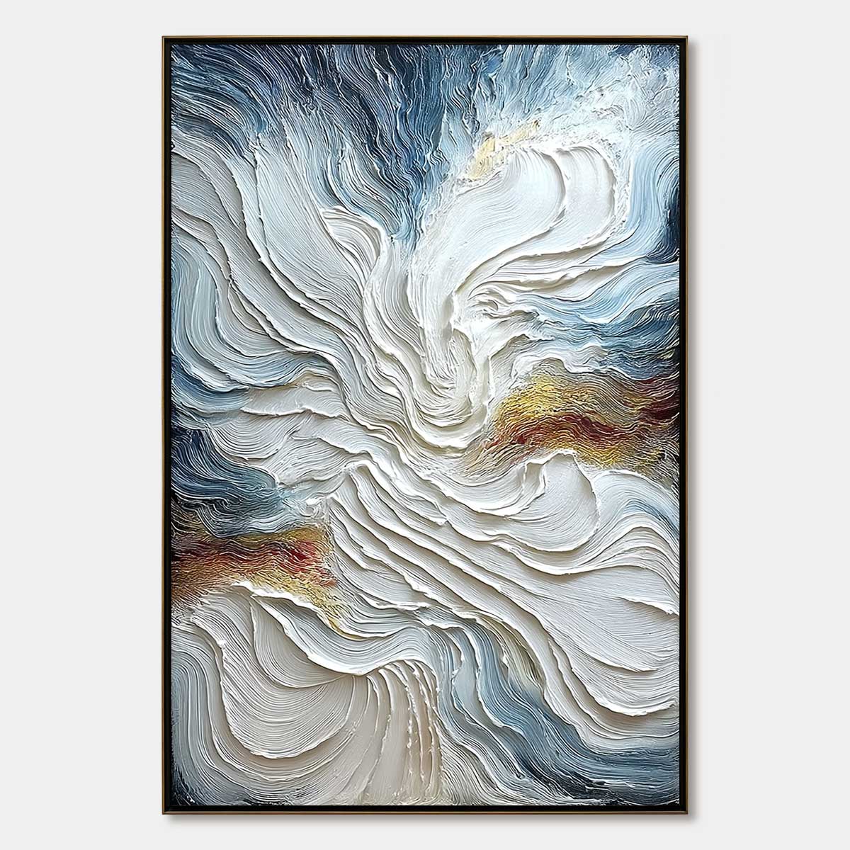 CELESTIAL TIDE: Heavily Textured Abstract Ocean Wave Oil Painting