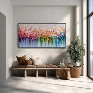 CHROMATIC BLOOM: Colorful Abstract Floral Impasto Palette Knife Painting