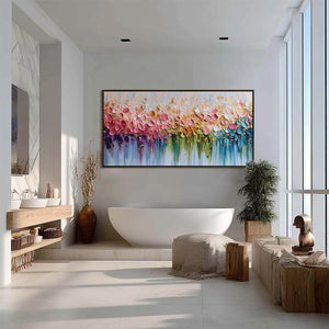 CHROMATIC BLOOM: Colorful Abstract Floral Impasto Palette Knife Painting