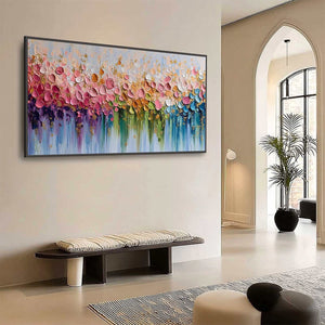 CHROMATIC BLOOM: Colorful Abstract Floral Impasto Palette Knife Painting