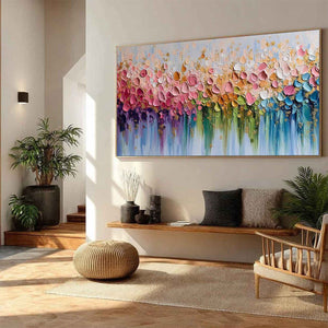 CHROMATIC BLOOM: Colorful Abstract Floral Impasto Palette Knife Painting