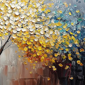 CHROMATIC EMBRACE: Textured Palette Knife Tree Painting, Colorful Impasto Wall Art