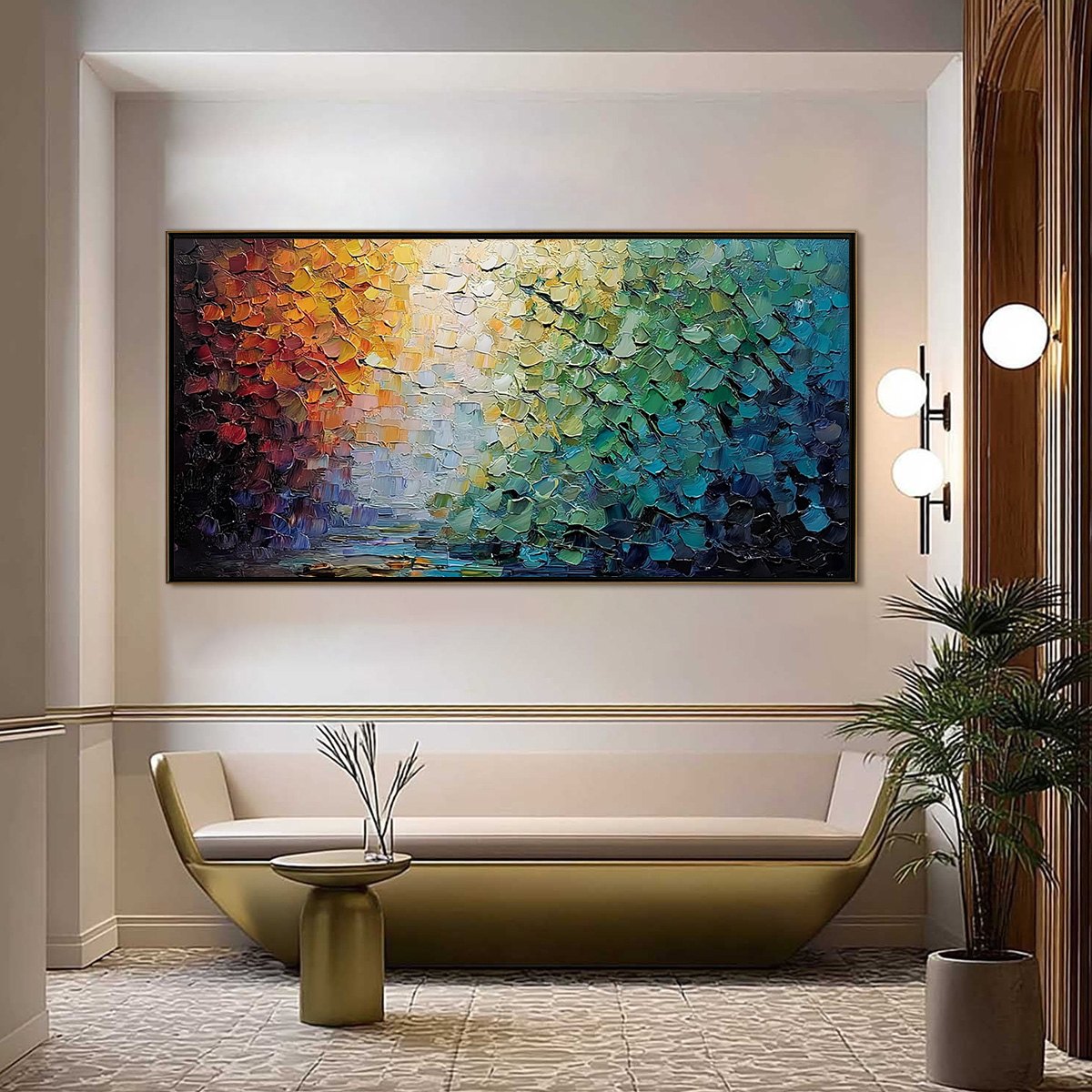CHROMATIC HORIZON: Large Textured Abstract Impasto Oil Painting