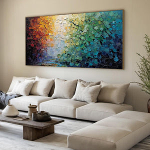 CHROMATIC HORIZON: Large Textured Abstract Impasto Oil Painting