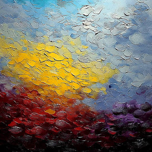 CHROMATIC HORIZON: Vertical Textured Abstract Landscape Oil Painting