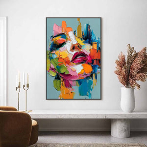 CHROMATIC MUSE: Colorful Abstract Impasto Portrait Palette Knife Painting