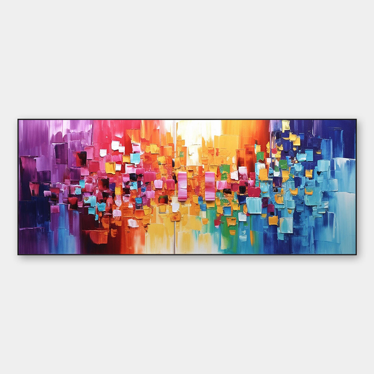 Chroma Dance: Colorful Abstract Impasto Oil Painting Canvas Wall Art Decor