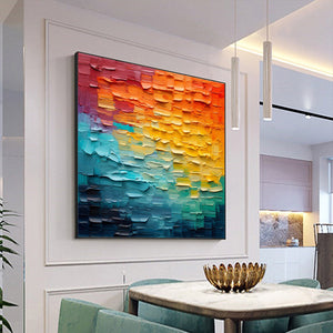 Original Textured Abstract Impasto Oil Painting - Colorful Modern Wall Art