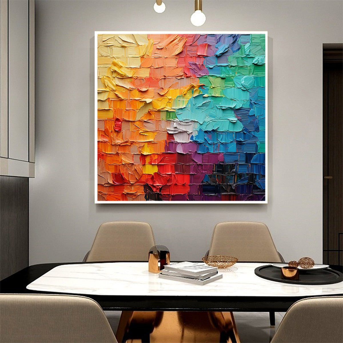 Chroma Flow: Original Textured Abstract Impasto Oil Painting - Colorful Modern Wall Art