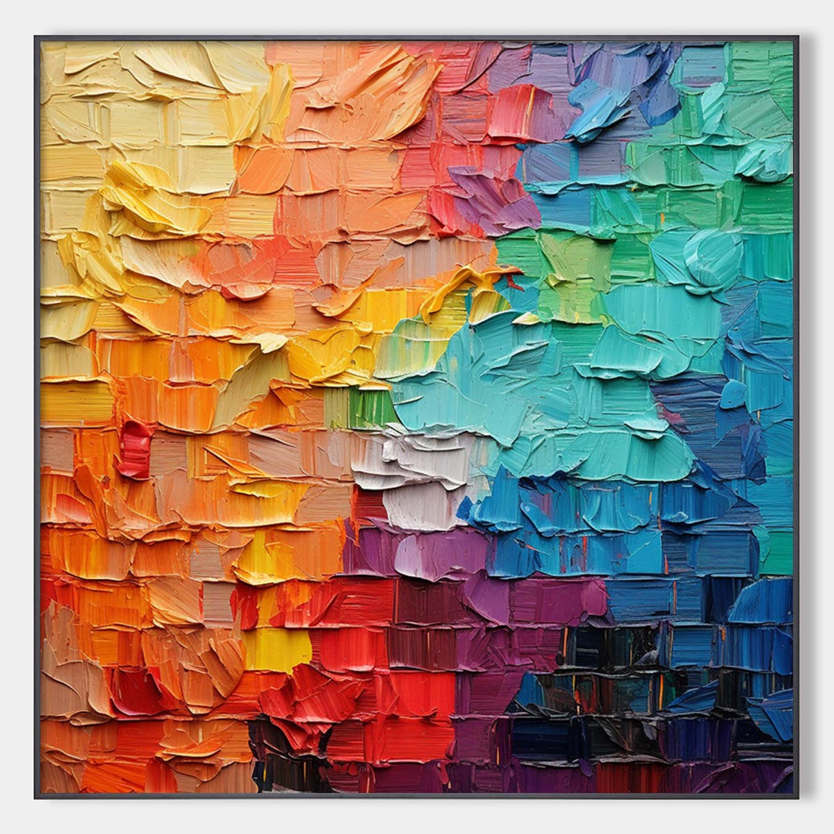 Chroma Flow: Original Textured Abstract Impasto Oil Painting - Colorful Modern Wall Art