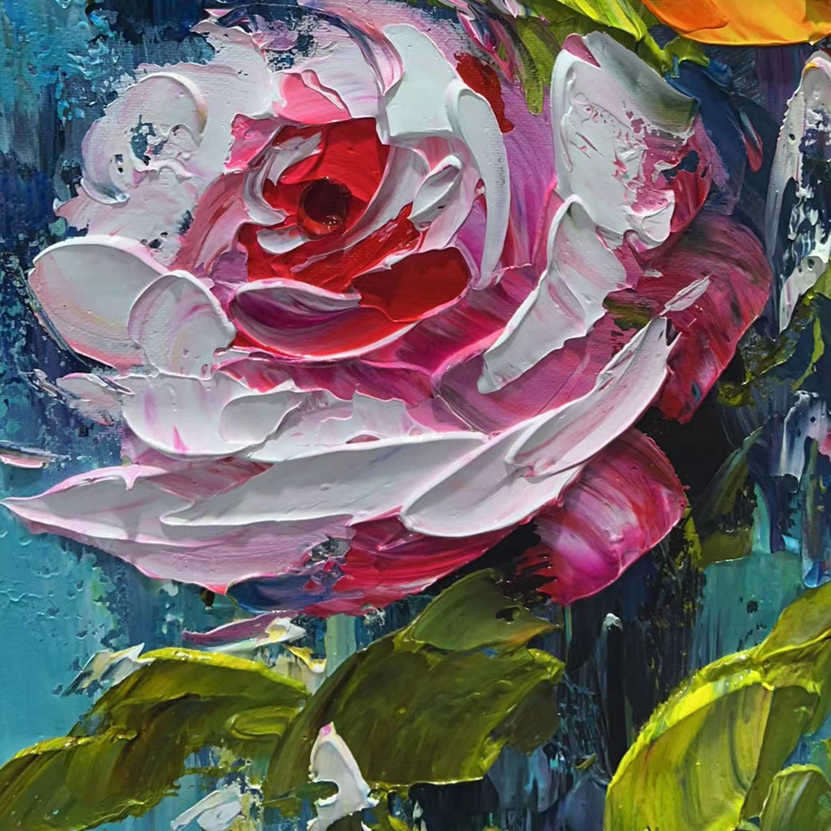 CHROMA ROSES: Colorful Roses Floral Impasto Oil Painting
