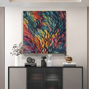 Chroma Whirl: Textured Impasto Oil Painting Canvas Wall Art Decor in Vibrant Multicolor