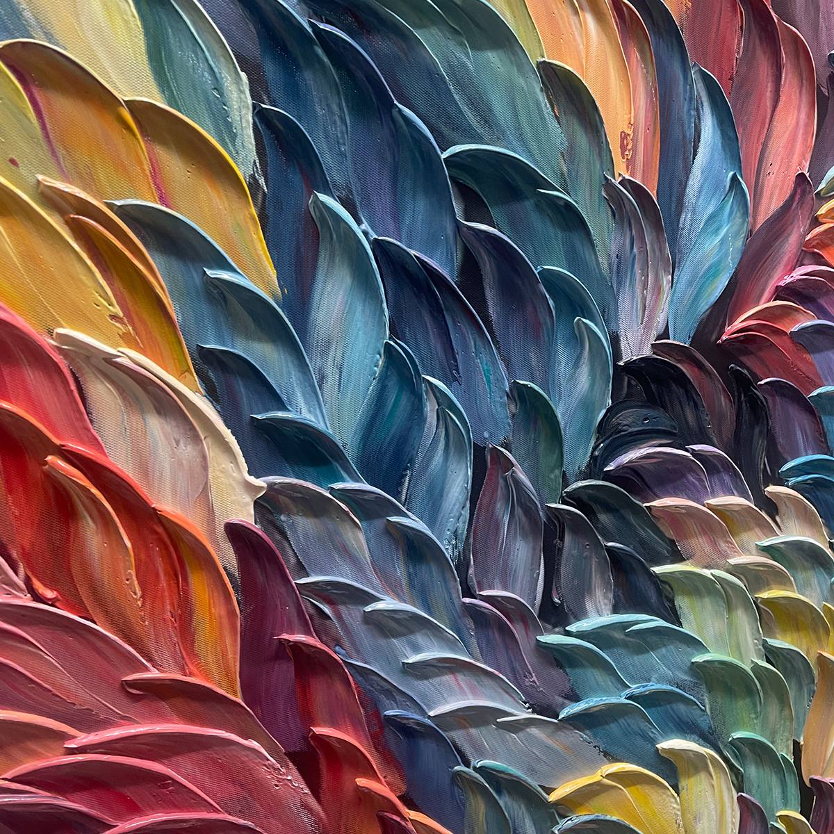 CHROMA WHIRL: Textured Impasto Oil Painting in Vibrant Multicolor