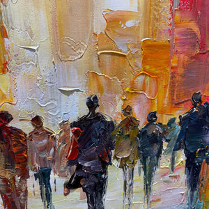 City Lights: Original Impasto Cityscape Oil Painting - Colorful Urban Wall Art Decor